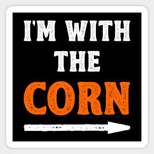 Funny Halloween I'm With The Corn Costume Couple Sticker